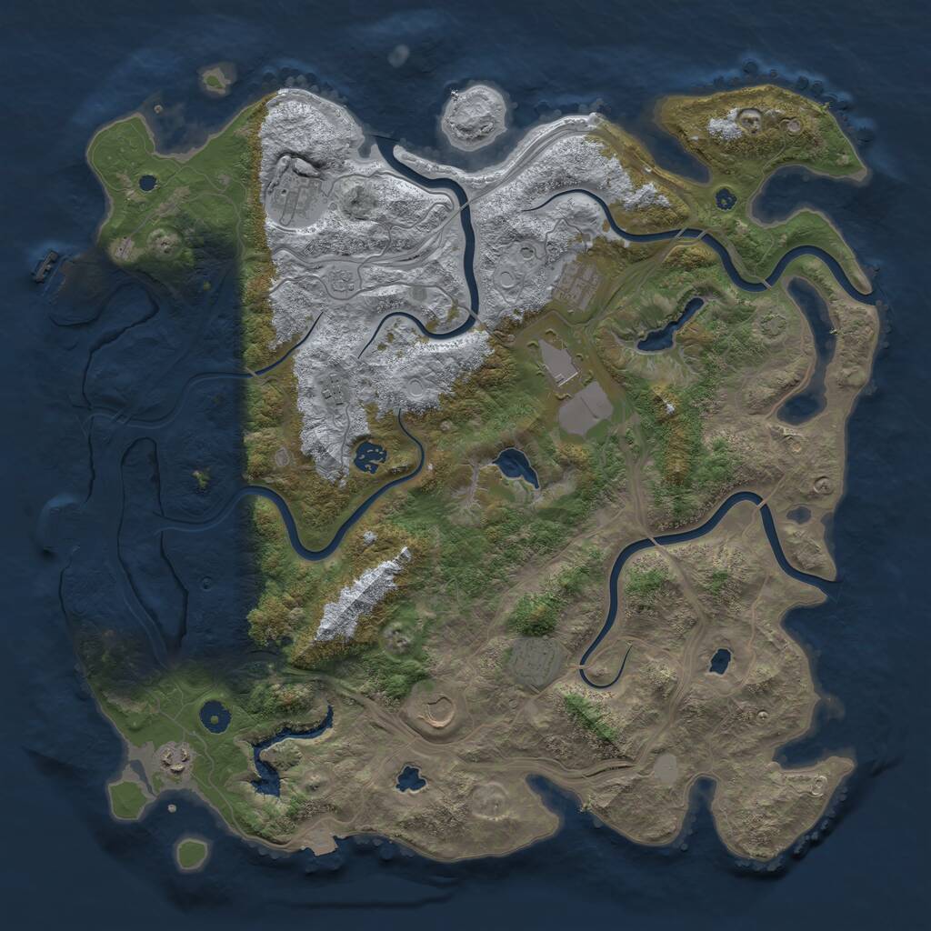 Rust Map: Procedural Map, Size: 4500, Seed: 46281459, 14 Monuments