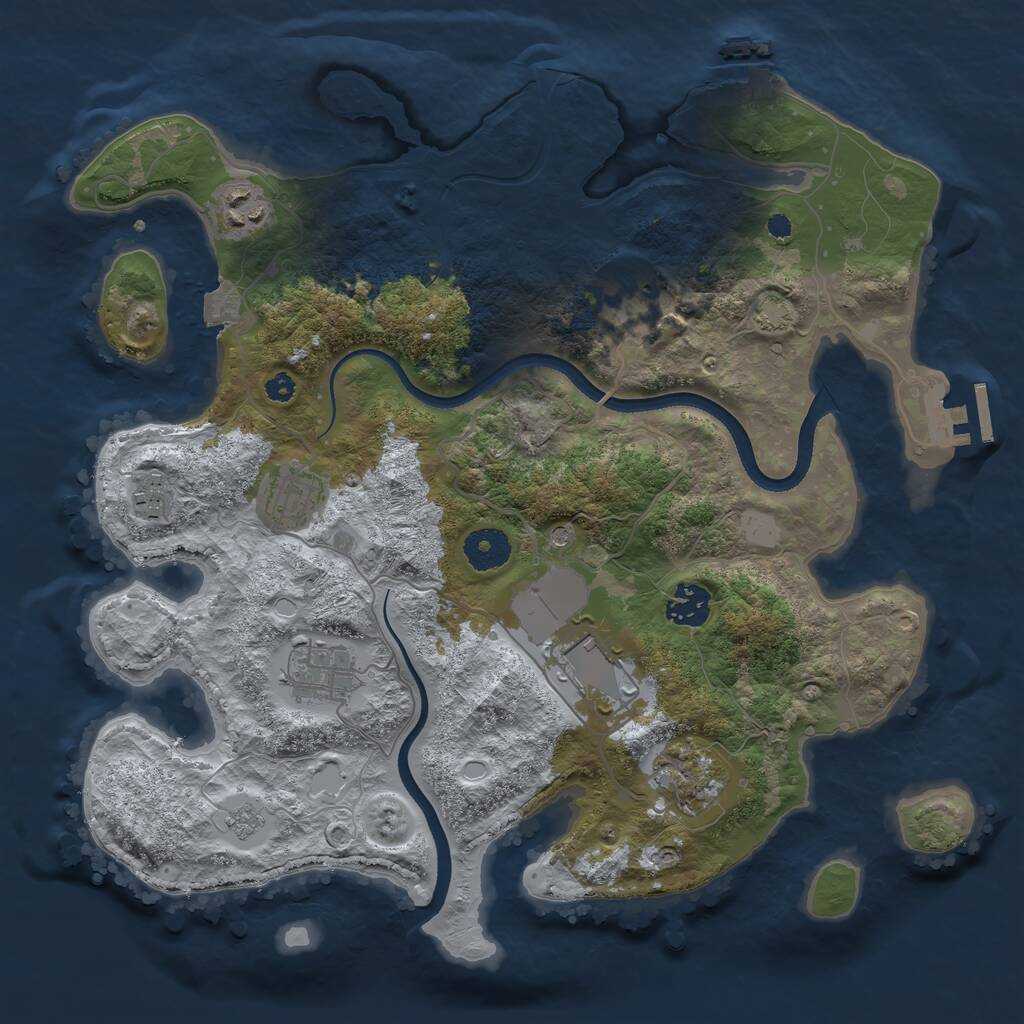 Rust Map: Procedural Map, Size: 3500, Seed: 1413268168, 14 Monuments