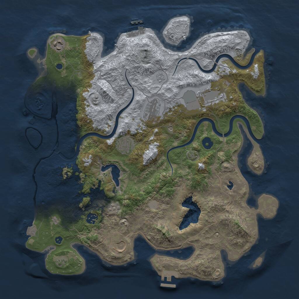 Rust Map: Procedural Map, Size: 4000, Seed: 5008, 13 Monuments