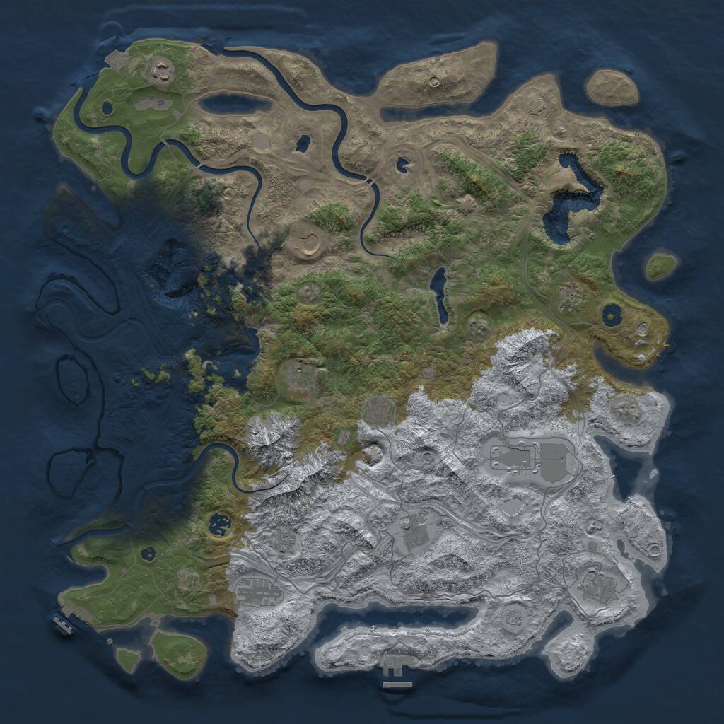 Rust Map: Procedural Map, Size: 5000, Seed: 78473, 17 Monuments