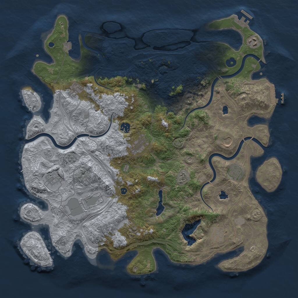 Rust Map: Procedural Map, Size: 4500, Seed: 985094846, 17 Monuments