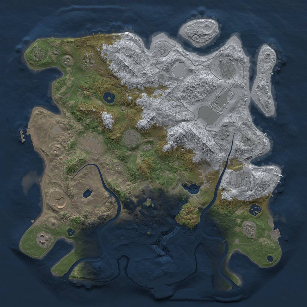 Rust Map: Procedural Map, Size: 4000, Seed: 343548451, 17 Monuments