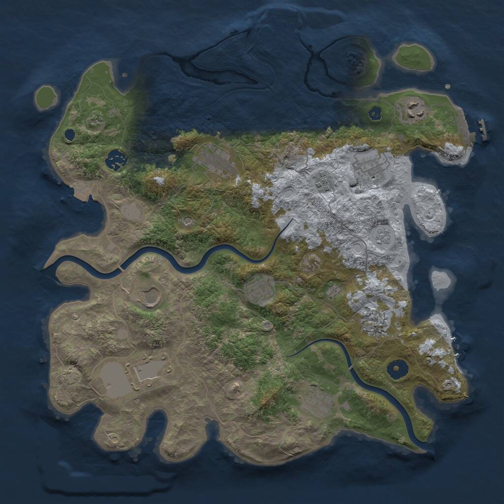 Rust Map: Procedural Map, Size: 3750, Seed: 40, 16 Monuments