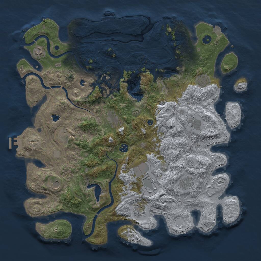 Rust Map: Procedural Map, Size: 4500, Seed: 1361765372, 17 Monuments