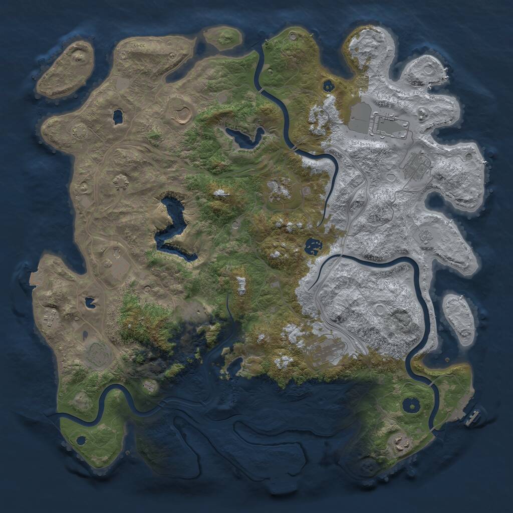 Rust Map: Procedural Map, Size: 4500, Seed: 590520148, 17 Monuments