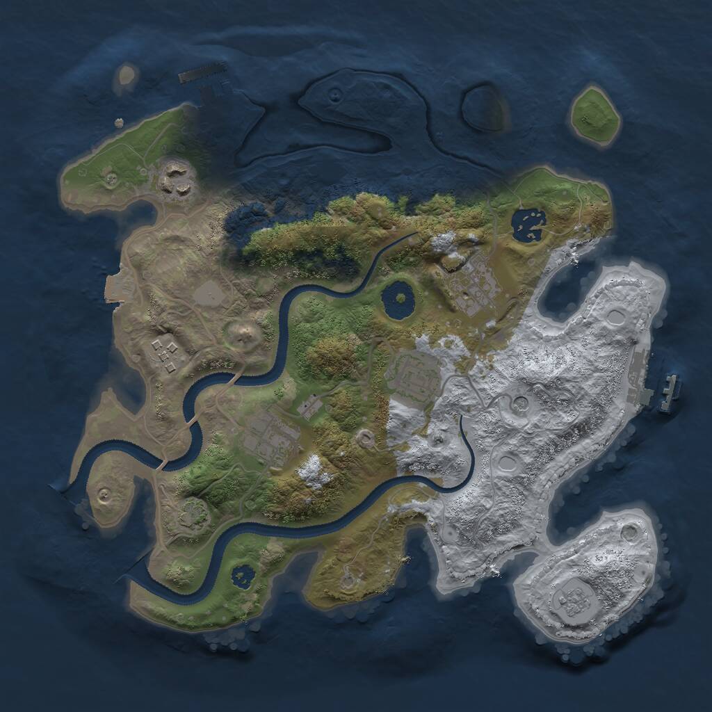 Rust Map: Procedural Map, Size: 3000, Seed: 595422472, 12 Monuments