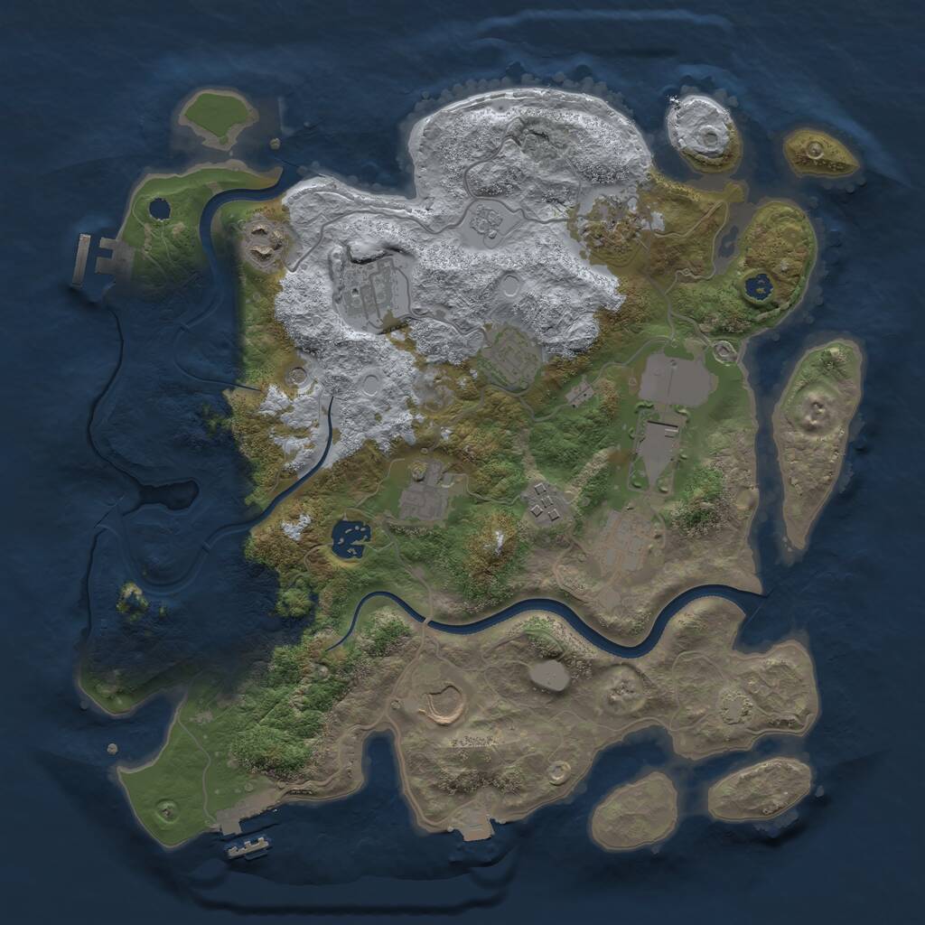 Rust Map: Procedural Map, Size: 3500, Seed: 1676562485, 16 Monuments