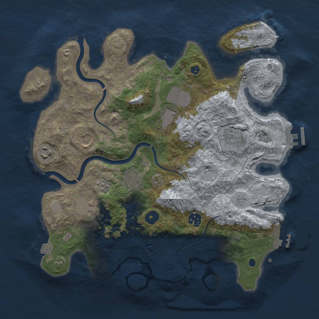 Rust Map: Procedural Map, Size: 3600, Seed: 444694250, 14 Monuments