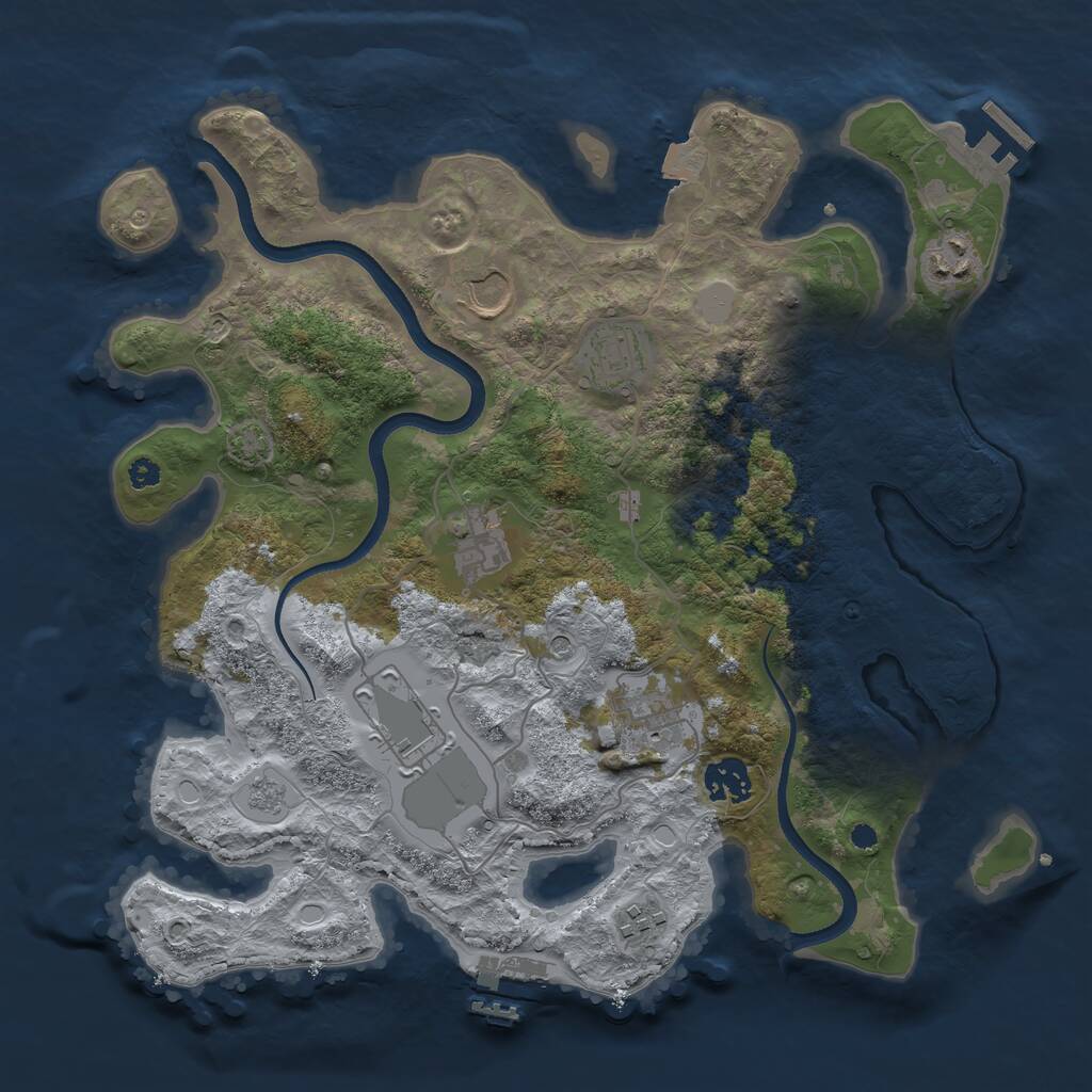 Rust Map: Procedural Map, Size: 3500, Seed: 1897718567, 14 Monuments