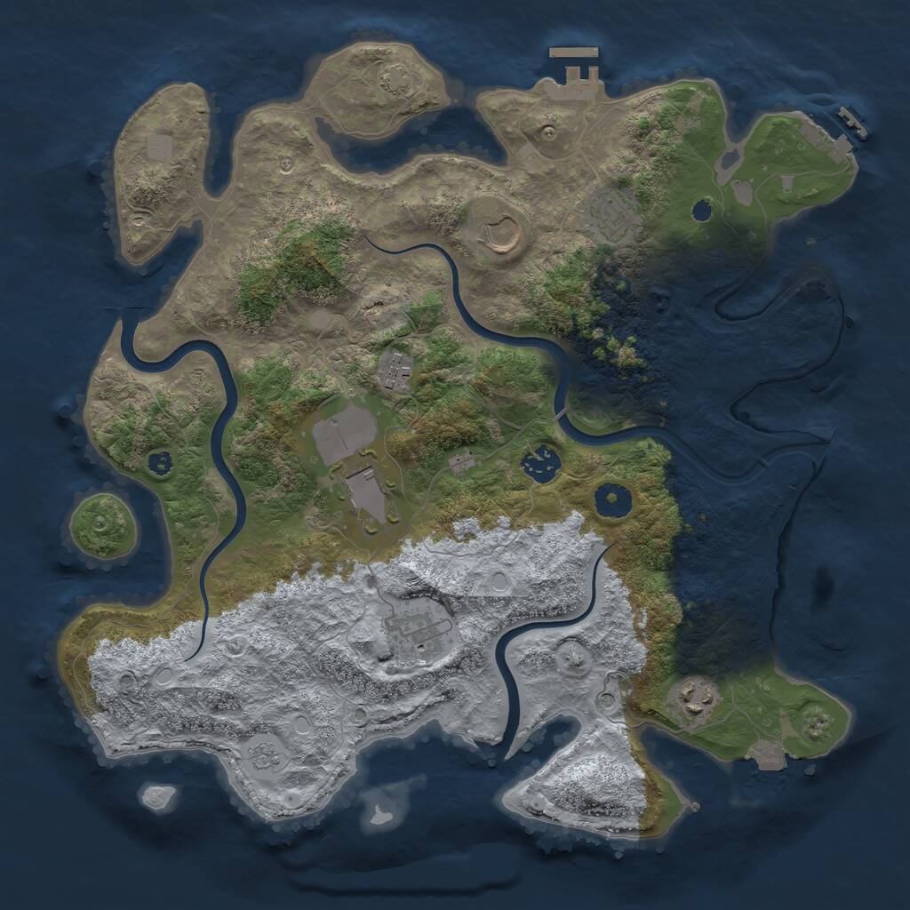 Rust Map: Procedural Map, Size: 3750, Seed: 1801181305, 13 Monuments