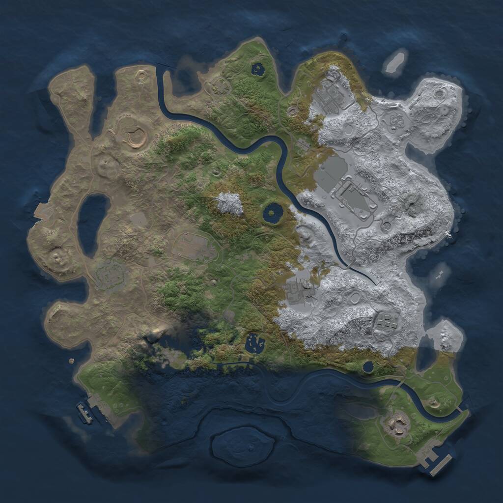 Rust Map: Procedural Map, Size: 3750, Seed: 769099267, 16 Monuments