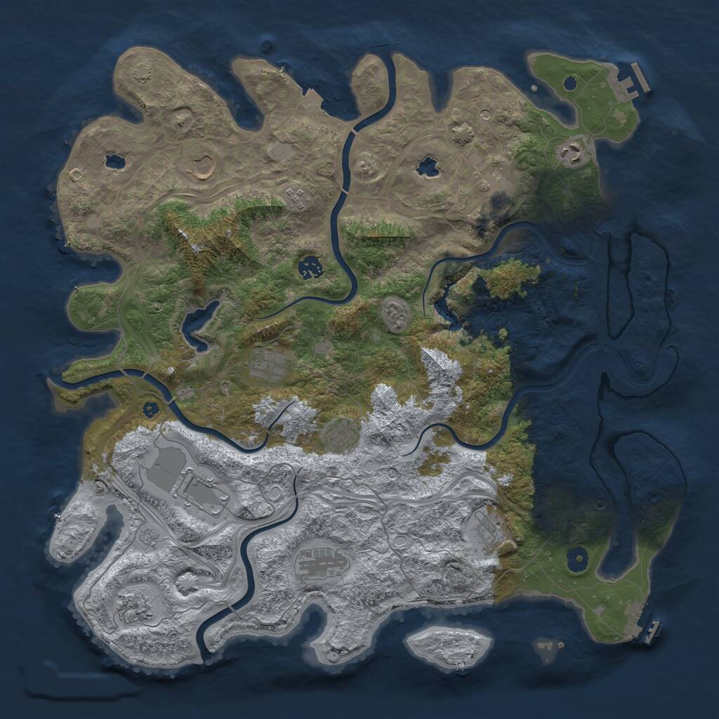 Rust Map: Procedural Map, Size: 4500, Seed: 2011594346, 17 Monuments