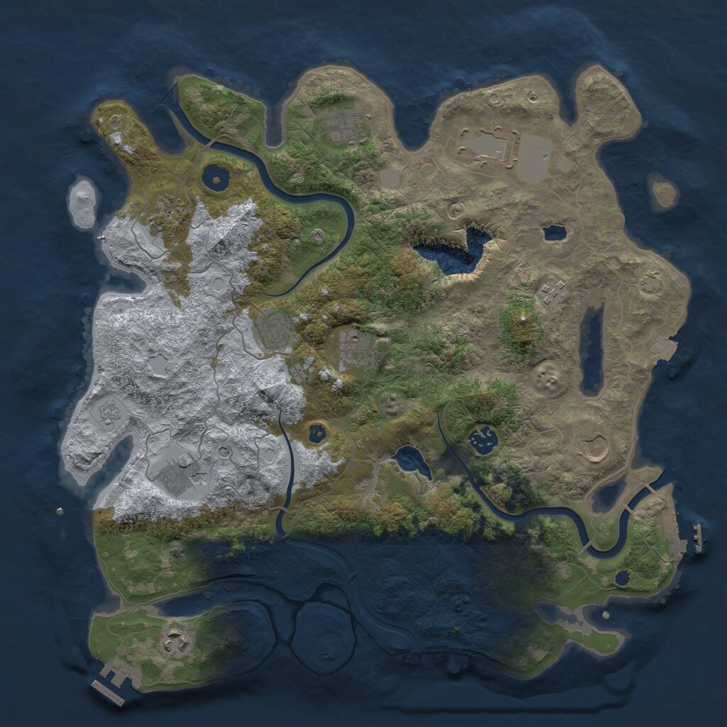 Rust Map: Procedural Map, Size: 4000, Seed: 1344405384, 16 Monuments