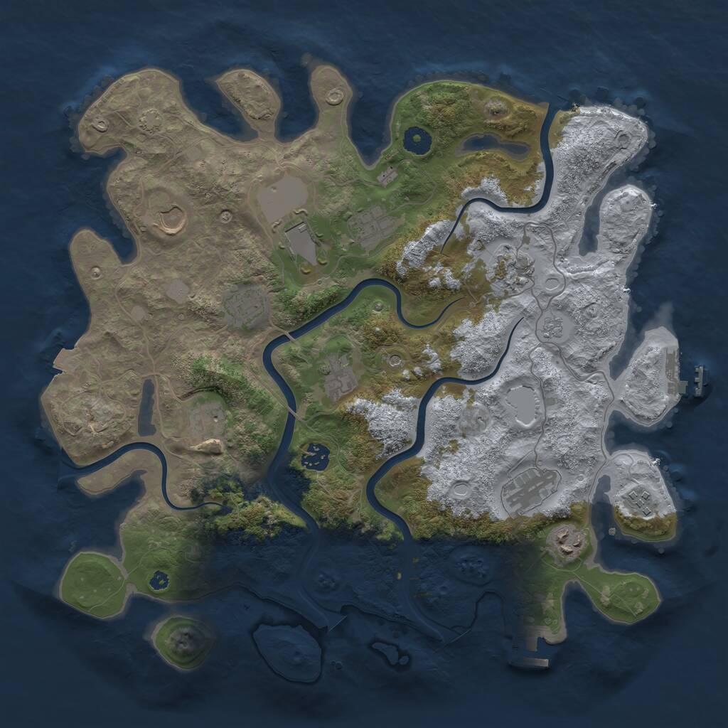 Rust Map: Procedural Map, Size: 3900, Seed: 365131013, 17 Monuments