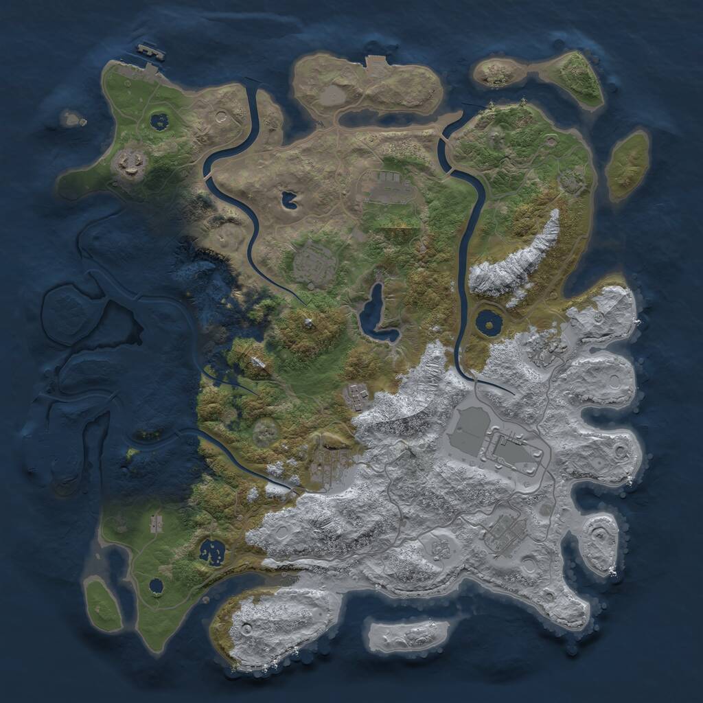 Rust Map: Procedural Map, Size: 4000, Seed: 990367, 15 Monuments