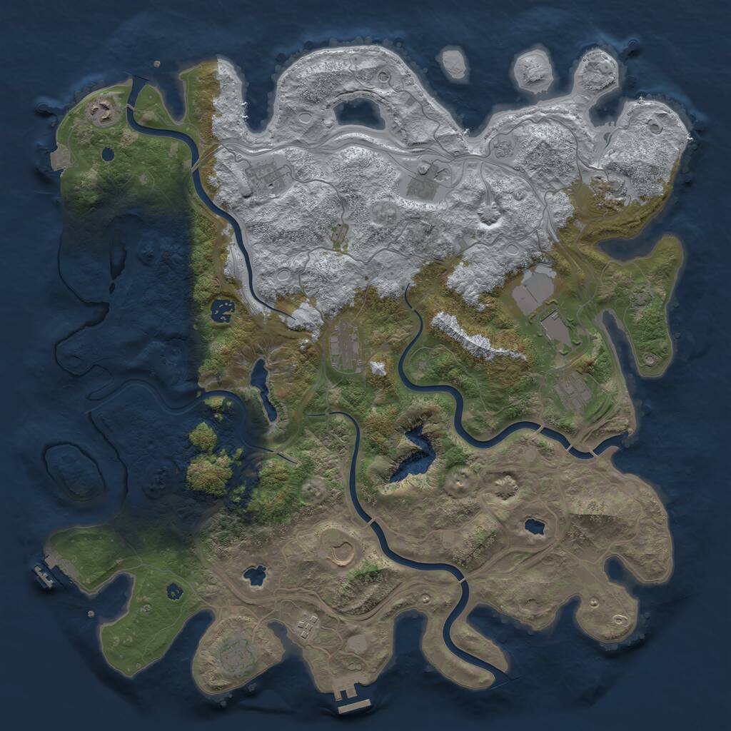 Rust Map: Procedural Map, Size: 4500, Seed: 529045968, 17 Monuments