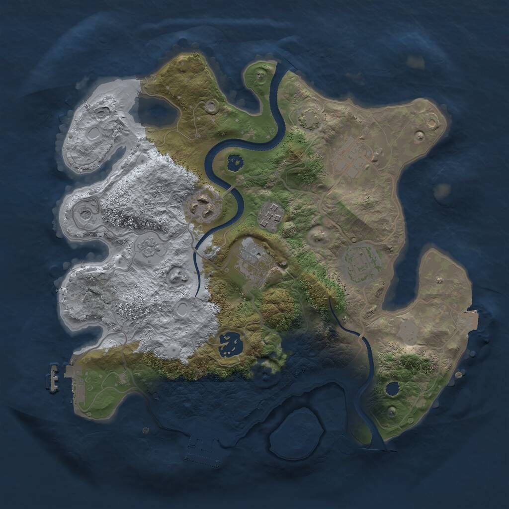 Rust Map: Procedural Map, Size: 3000, Seed: 1421747433, 12 Monuments