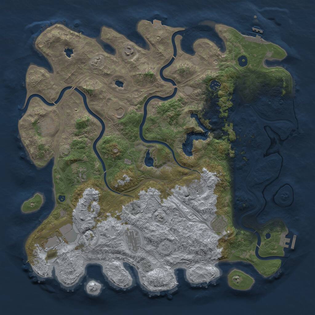 Rust Map: Procedural Map, Size: 4500, Seed: 44124867, 16 Monuments