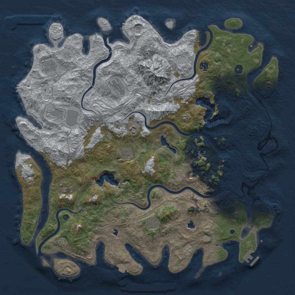 Rust Map: Procedural Map, Size: 5000, Seed: 251377247, 16 Monuments