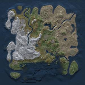 Thumbnail Rust Map: Procedural Map, Size: 4300, Seed: 46831553, 17 Monuments