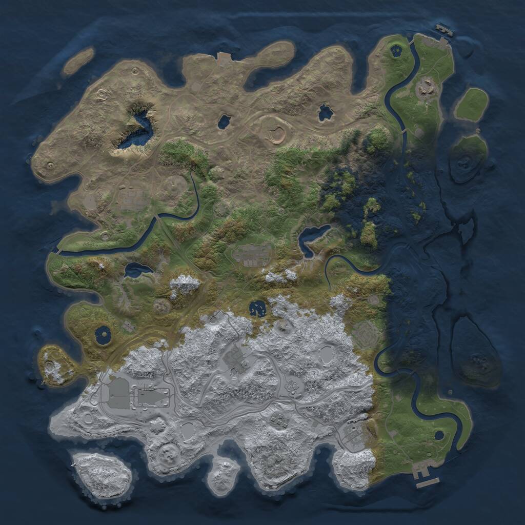 Rust Map: Procedural Map, Size: 4500, Seed: 818567289, 16 Monuments