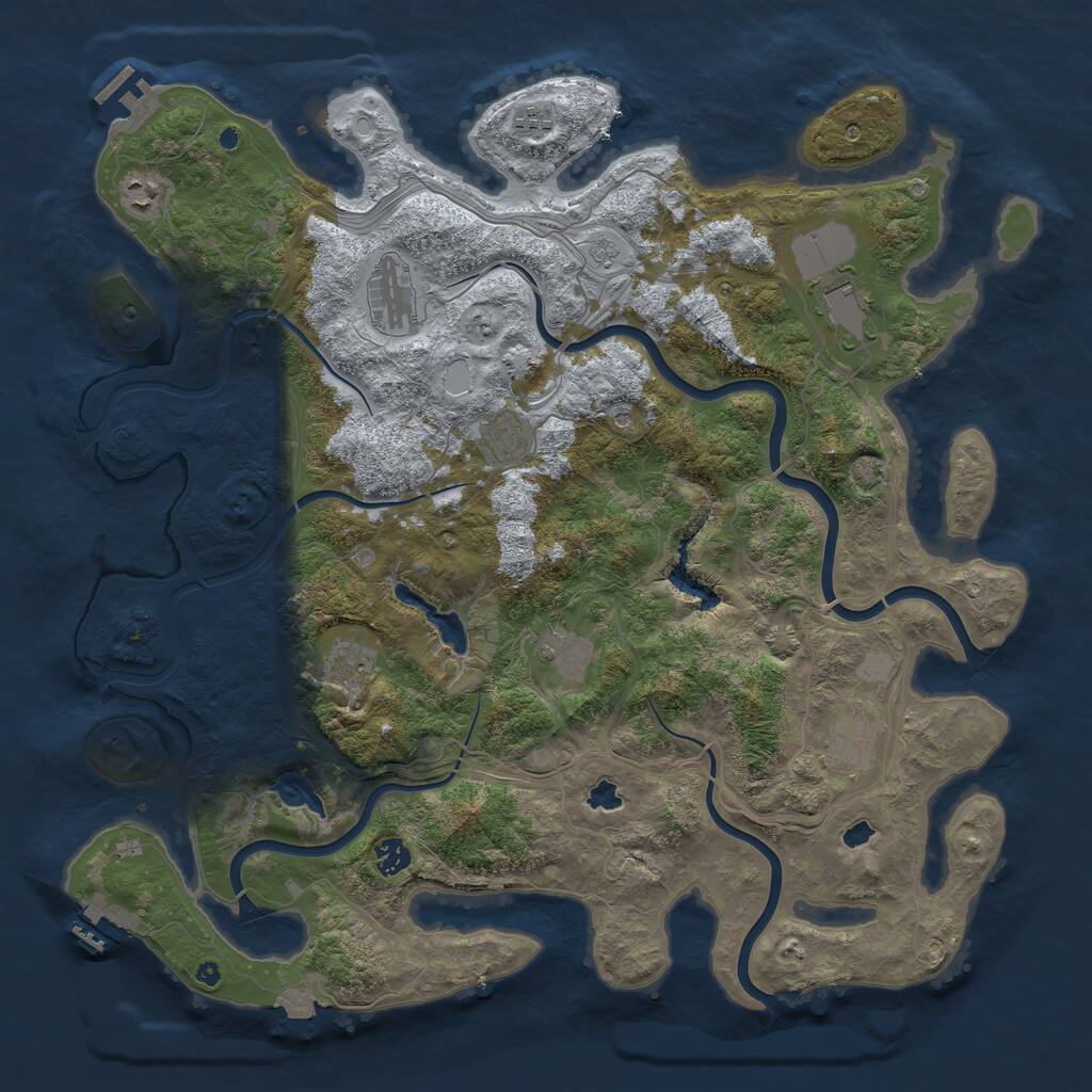 Rust Map: Procedural Map, Size: 4500, Seed: 1101686489, 15 Monuments