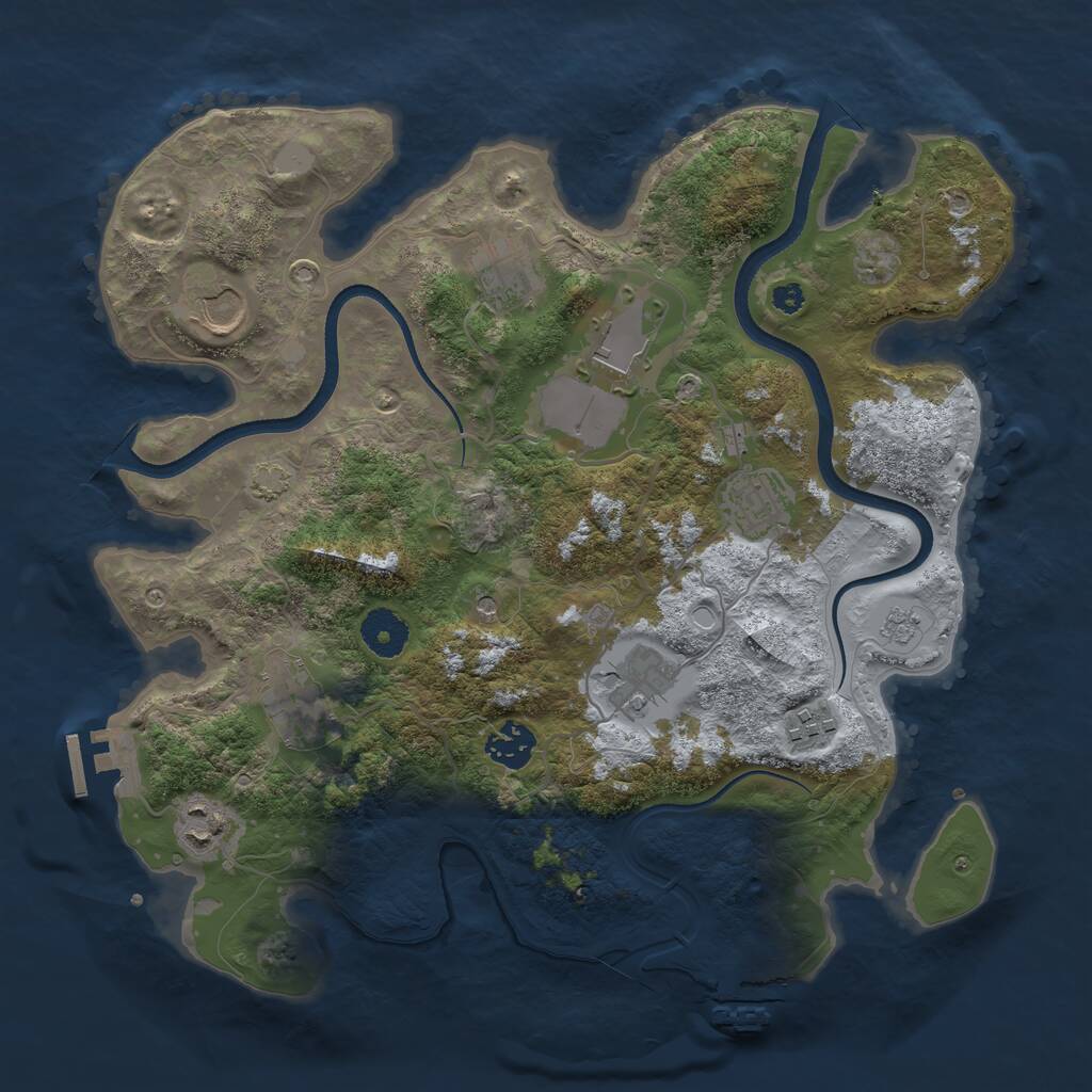 Rust Map: Procedural Map, Size: 3500, Seed: 1917829677, 15 Monuments