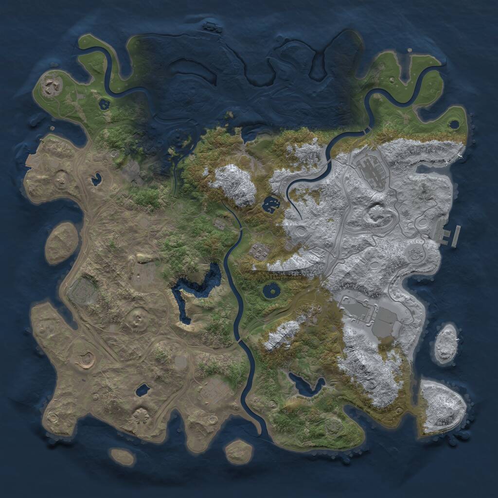 Rust Map: Procedural Map, Size: 4500, Seed: 3534, 17 Monuments