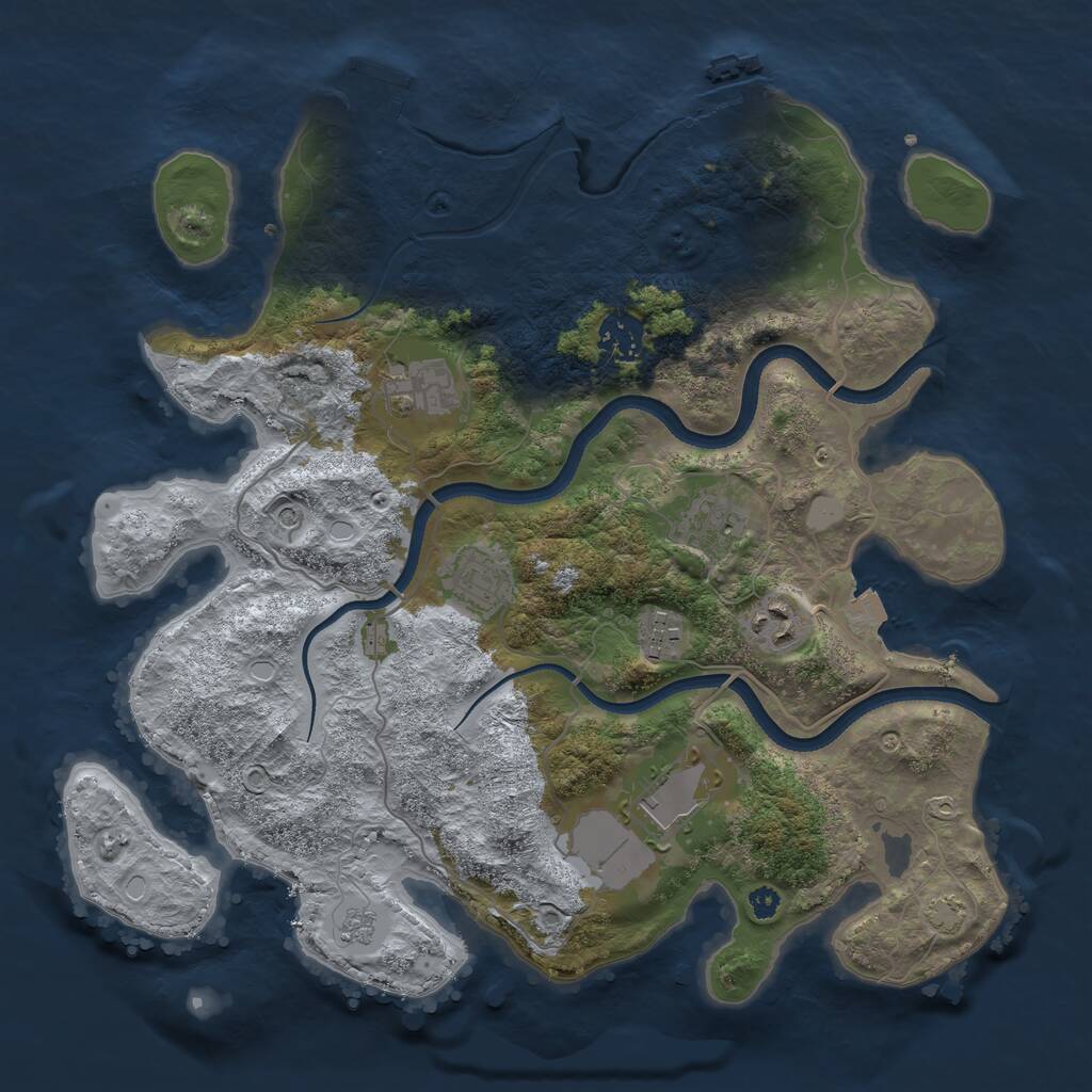 Rust Map: Procedural Map, Size: 3500, Seed: 1450779103, 13 Monuments