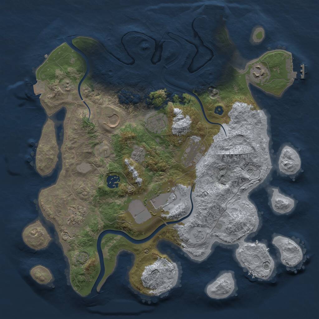 Rust Map: Procedural Map, Size: 3500, Seed: 675540826, 14 Monuments
