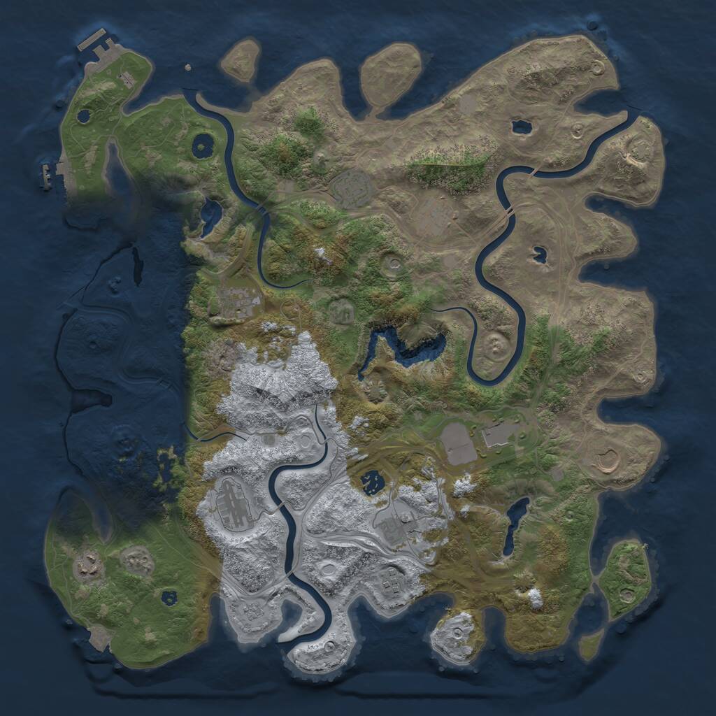 Rust Map: Procedural Map, Size: 4500, Seed: 18364496, 16 Monuments