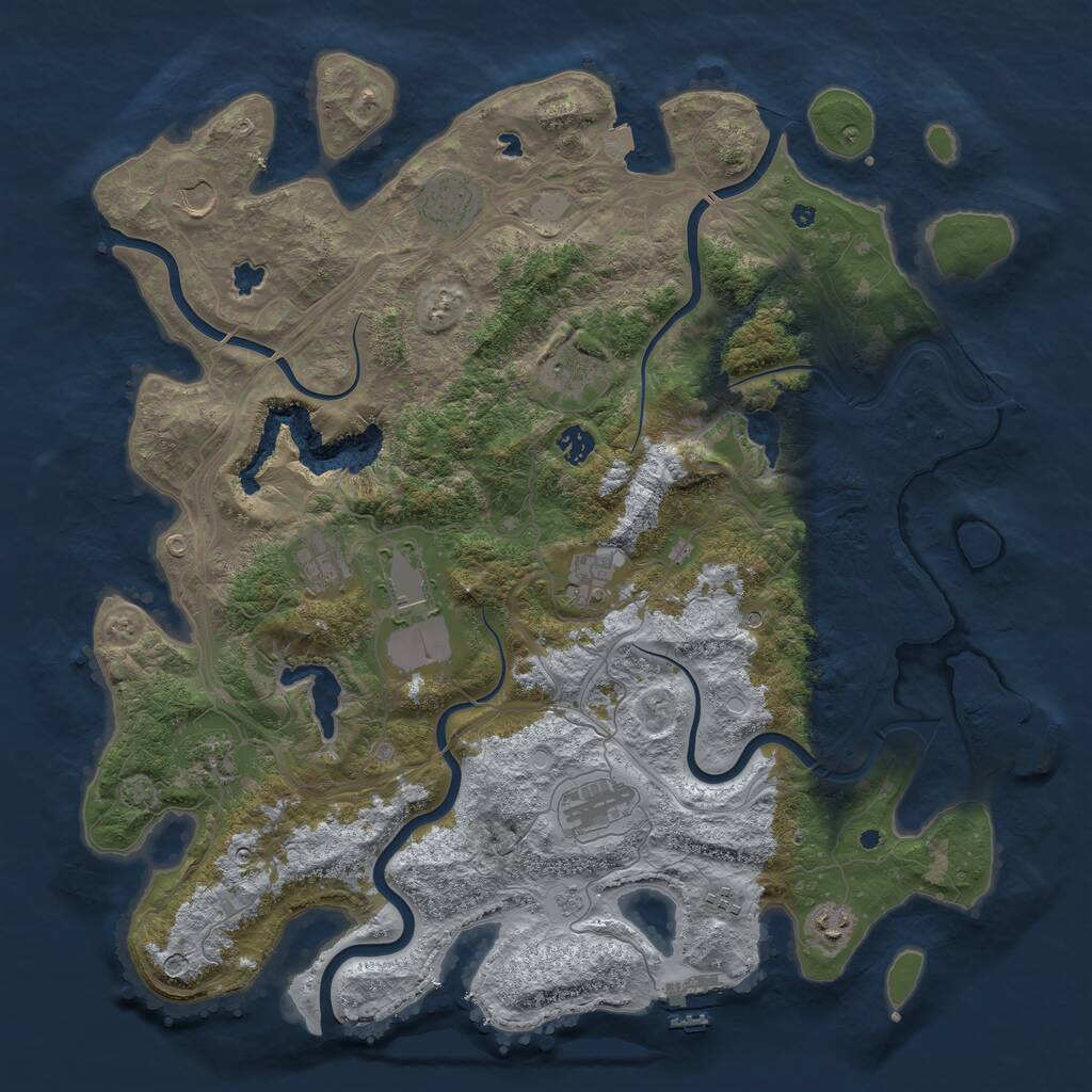 Rust Map: Procedural Map, Size: 4500, Seed: 799155351, 17 Monuments
