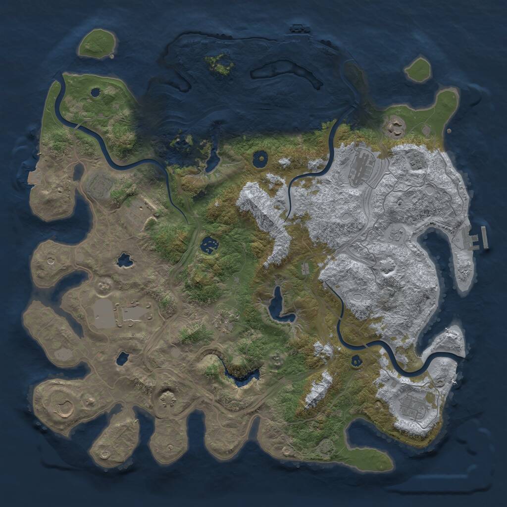 Rust Map: Procedural Map, Size: 4500, Seed: 728761431, 16 Monuments
