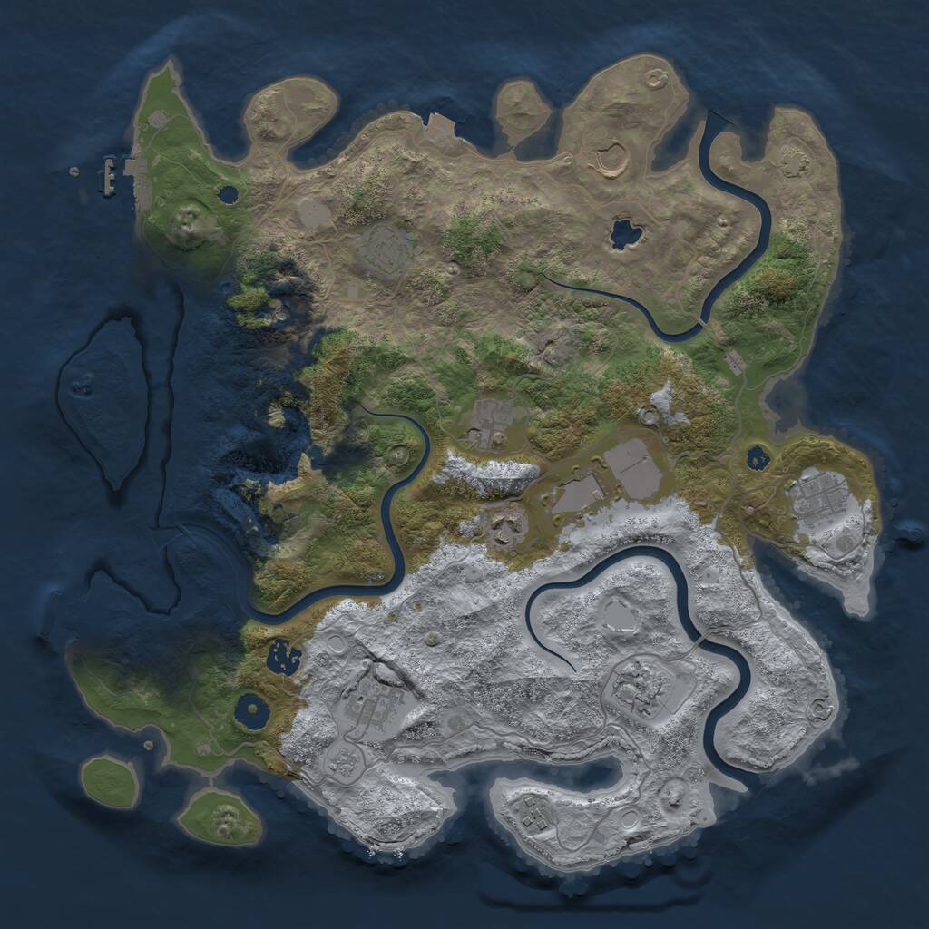 Rust Map: Procedural Map, Size: 4000, Seed: 1192027888, 16 Monuments
