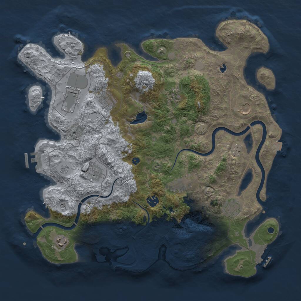 Rust Map: Procedural Map, Size: 4000, Seed: 174228316, 16 Monuments