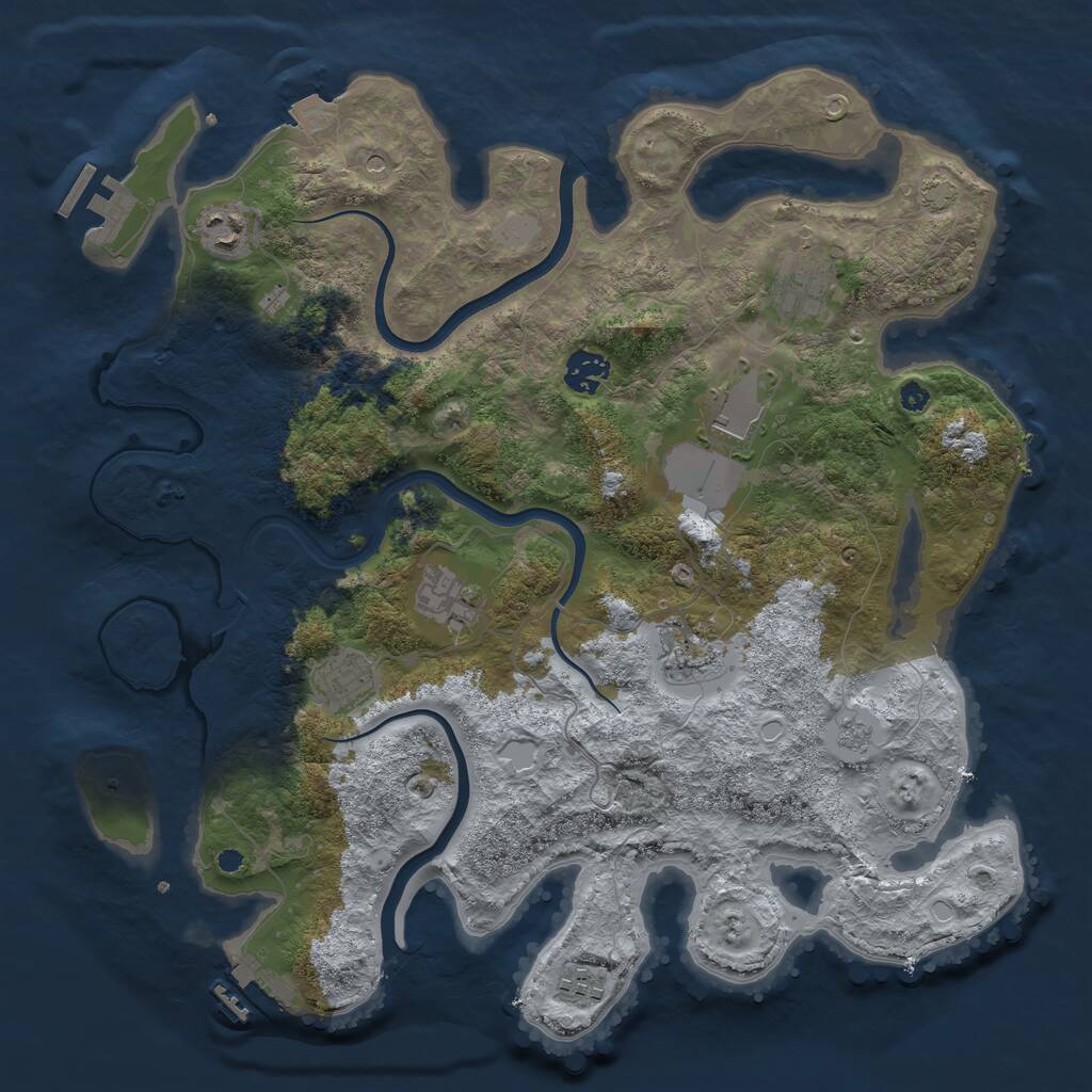 Rust Map: Procedural Map, Size: 3750, Seed: 1891956190, 14 Monuments