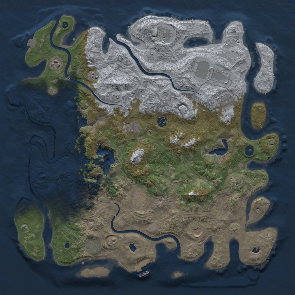 Rust Map: Procedural Map, Size: 4500, Seed: 1656379221, 17 Monuments