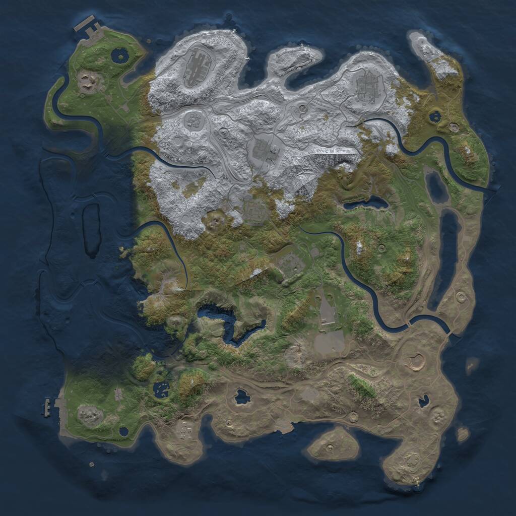Rust Map: Procedural Map, Size: 4500, Seed: 887113029, 16 Monuments