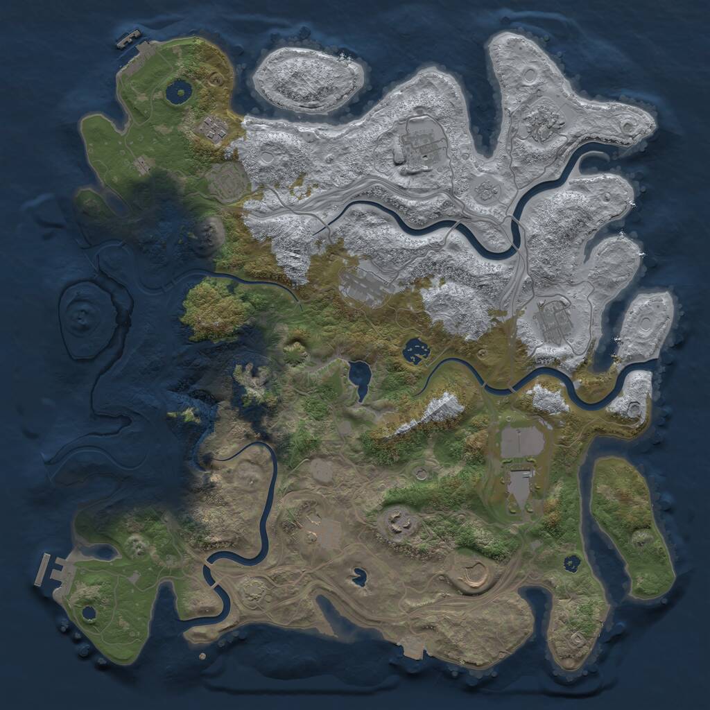 Rust Map: Procedural Map, Size: 4250, Seed: 410174335, 17 Monuments