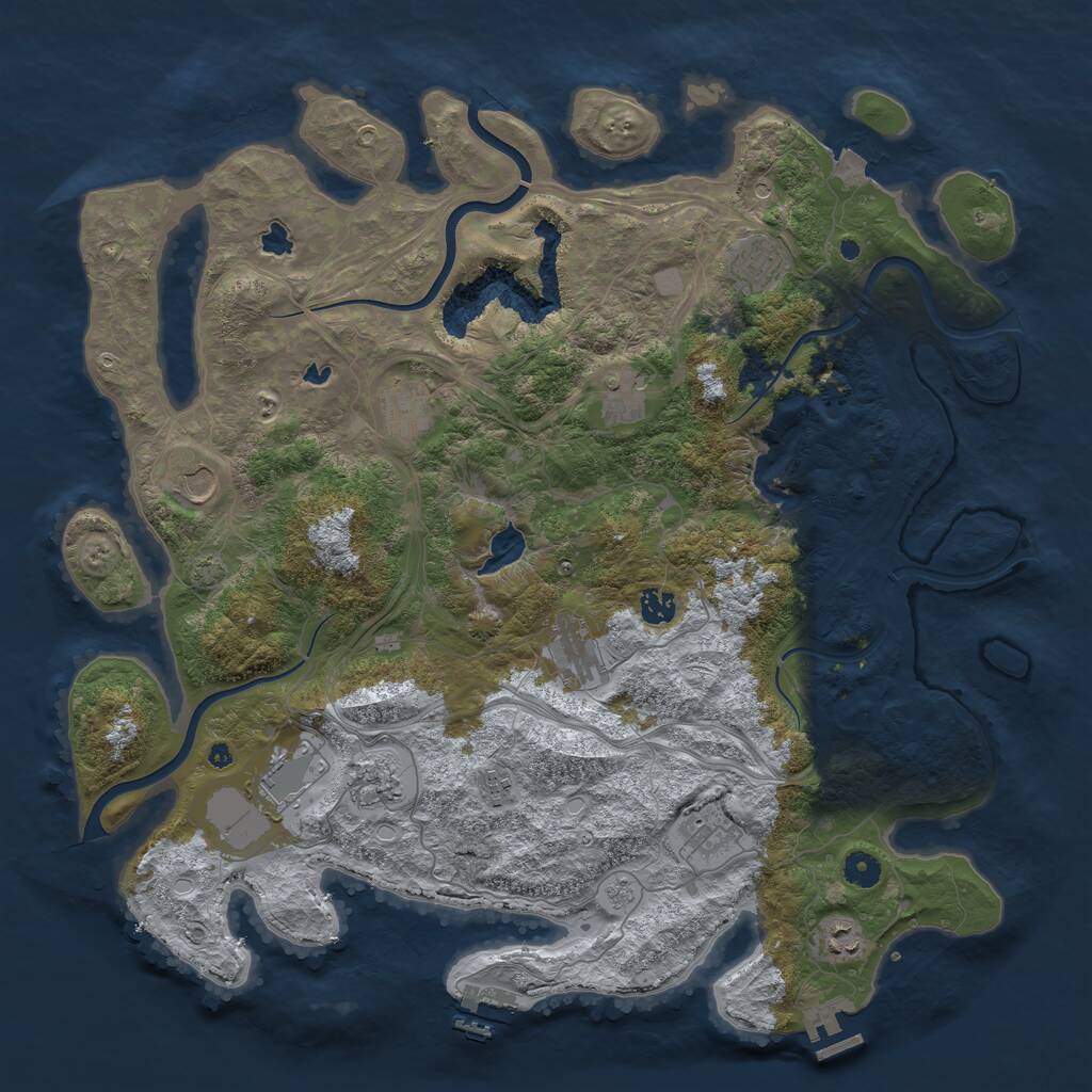 Rust Map: Procedural Map, Size: 4500, Seed: 1556907883, 17 Monuments