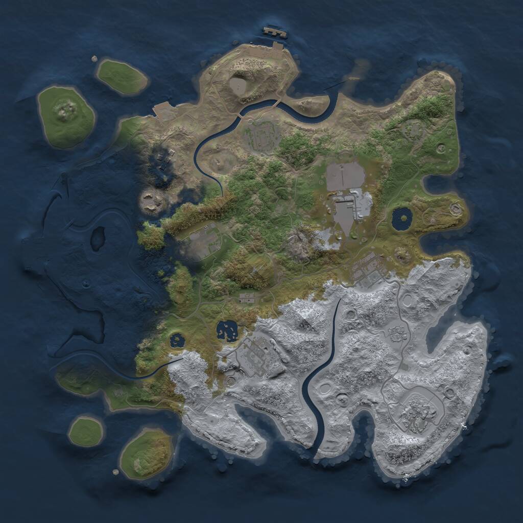 Rust Map: Procedural Map, Size: 3500, Seed: 456514315, 15 Monuments