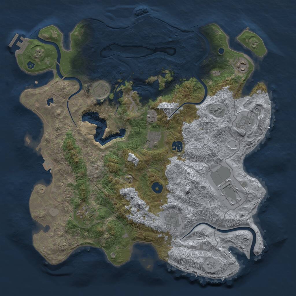 Rust Map: Procedural Map, Size: 4000, Seed: 2233, 15 Monuments