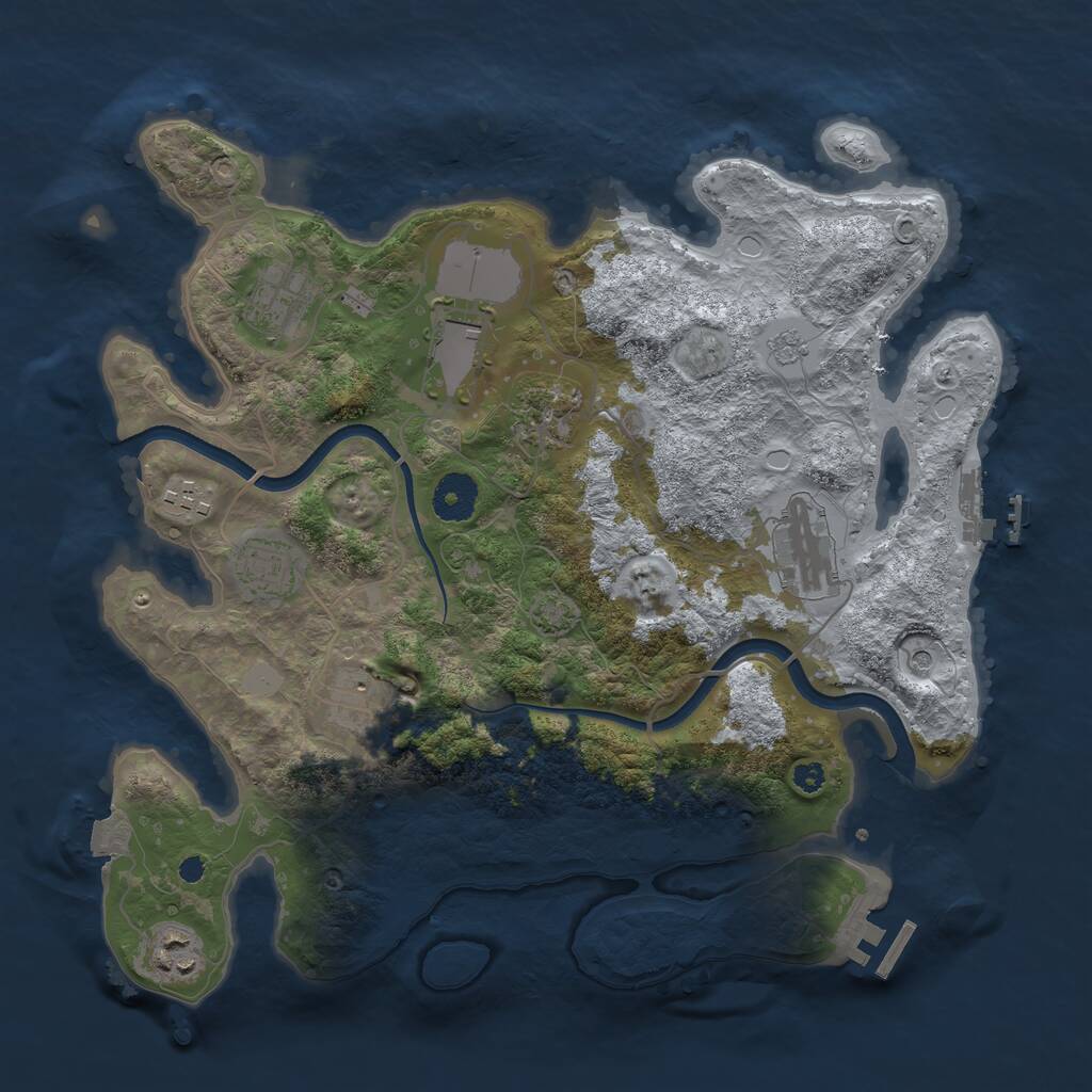 Rust Map: Procedural Map, Size: 3500, Seed: 744900521, 14 Monuments