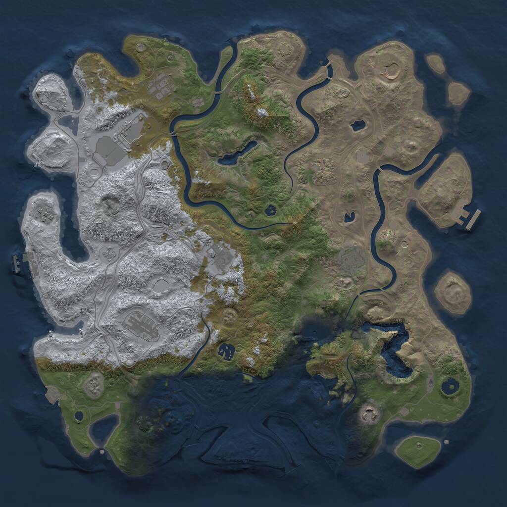 Rust Map: Procedural Map, Size: 4500, Seed: 21930838, 17 Monuments