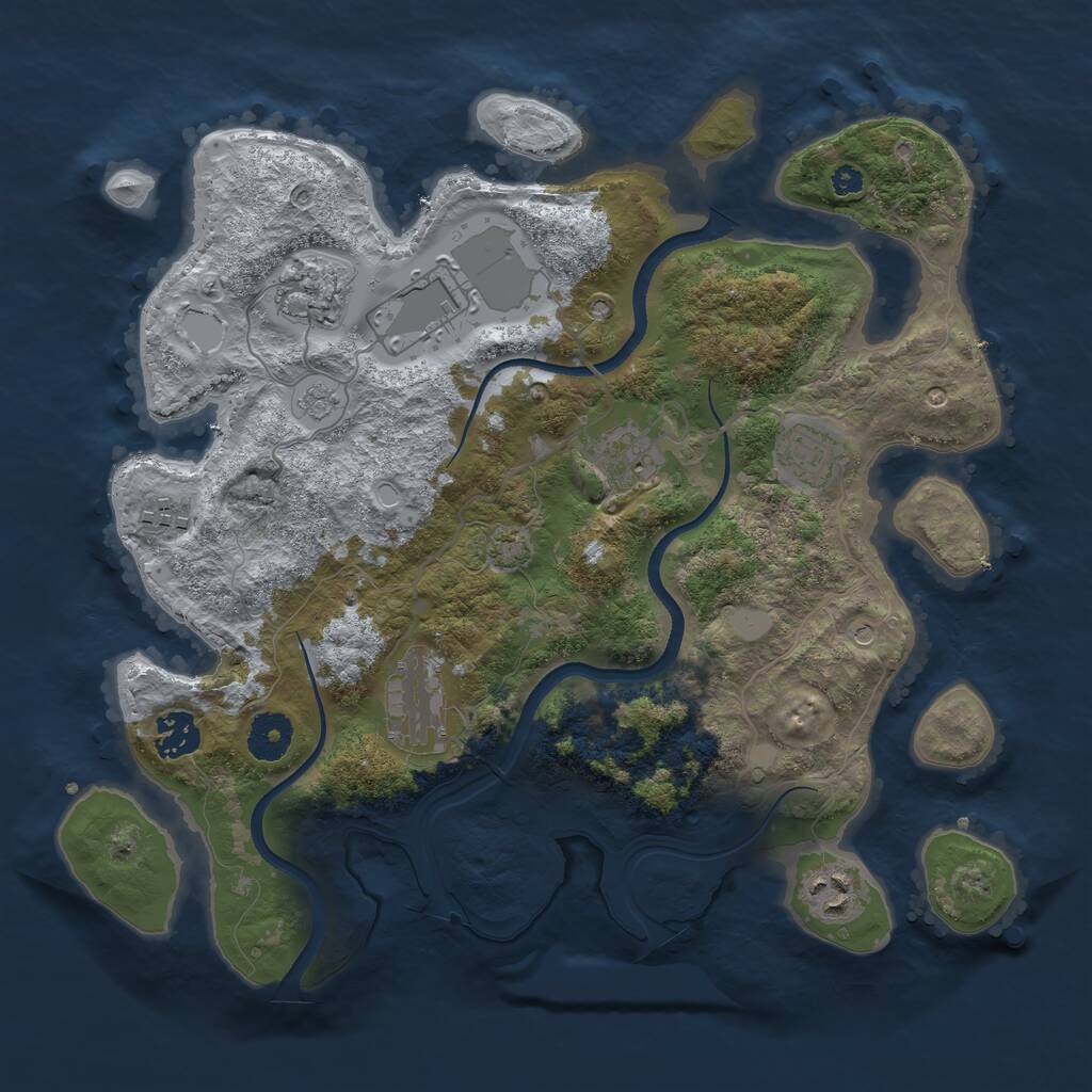 Rust Map: Procedural Map, Size: 3500, Seed: 787770971, 12 Monuments