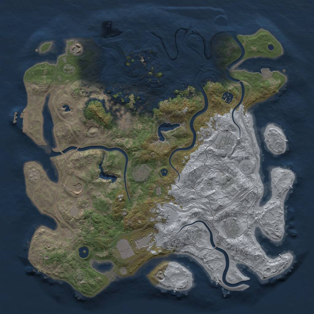 Rust Map: Procedural Map, Size: 4250, Seed: 1993020867, 16 Monuments