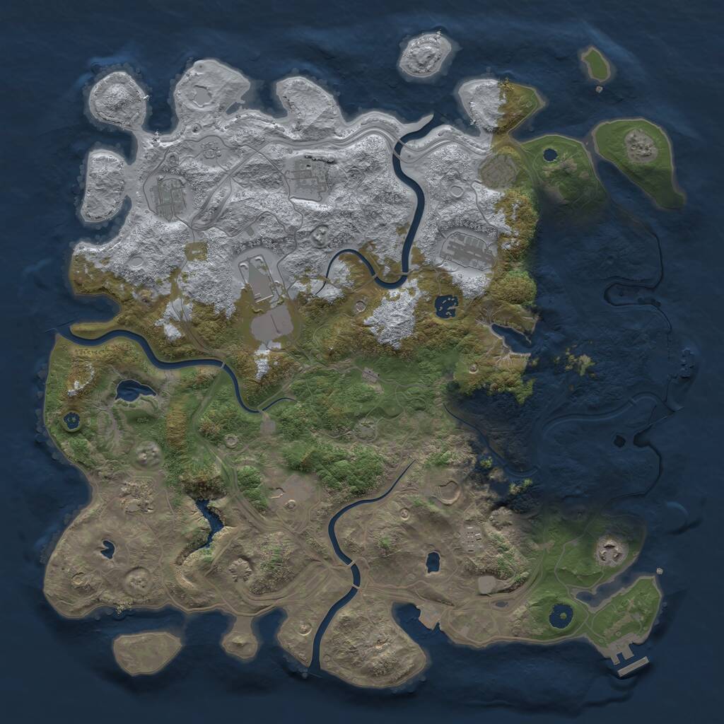 Rust Map: Procedural Map, Size: 4500, Seed: 196501030, 17 Monuments