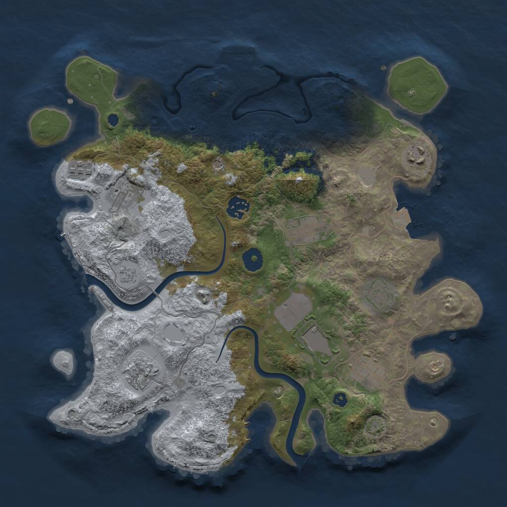 Rust Map: Procedural Map, Size: 3500, Seed: 1117469364, 14 Monuments