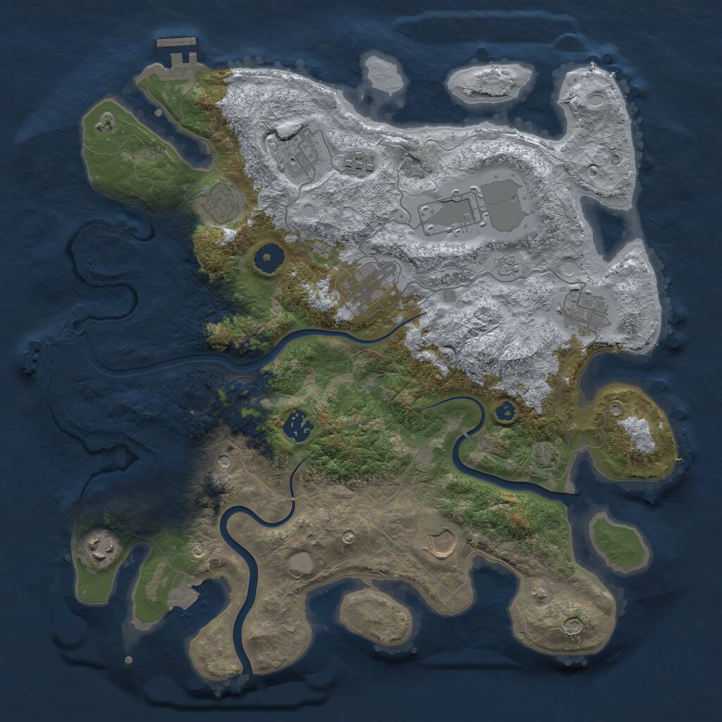 Rust Map: Procedural Map, Size: 3750, Seed: 39, 15 Monuments