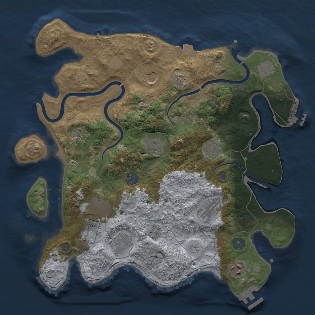 Rust Map: Procedural Map, Size: 3650, Seed: 15875773, 18 Monuments
